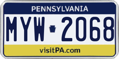 PA license plate MYW2068
