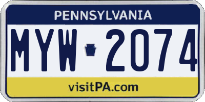 PA license plate MYW2074