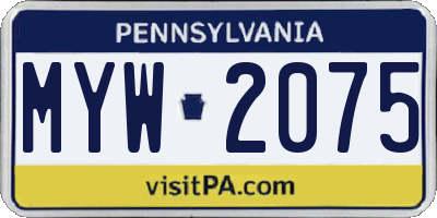 PA license plate MYW2075