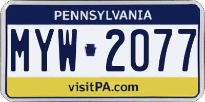 PA license plate MYW2077