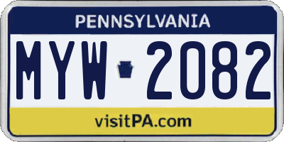 PA license plate MYW2082