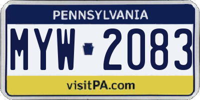 PA license plate MYW2083