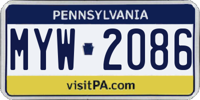 PA license plate MYW2086