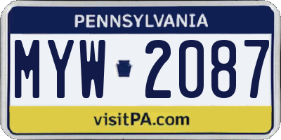 PA license plate MYW2087
