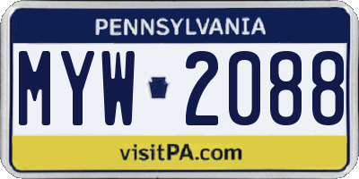 PA license plate MYW2088
