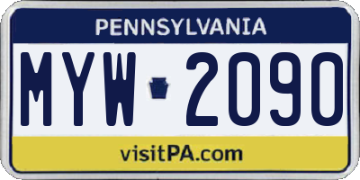 PA license plate MYW2090