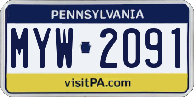 PA license plate MYW2091