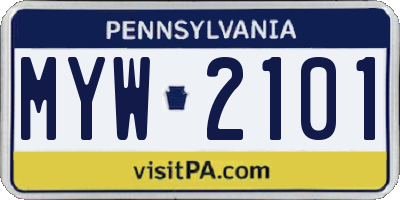 PA license plate MYW2101