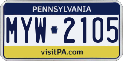 PA license plate MYW2105