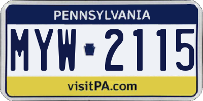 PA license plate MYW2115