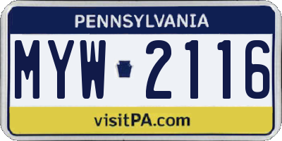 PA license plate MYW2116