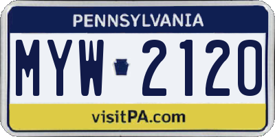 PA license plate MYW2120