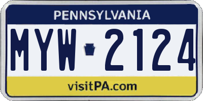 PA license plate MYW2124