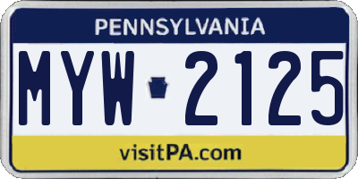 PA license plate MYW2125