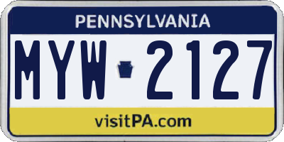 PA license plate MYW2127