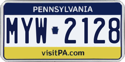 PA license plate MYW2128