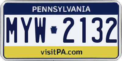 PA license plate MYW2132