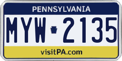 PA license plate MYW2135
