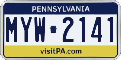 PA license plate MYW2141