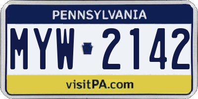PA license plate MYW2142