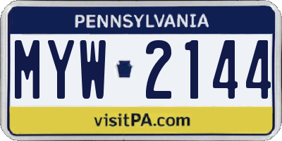 PA license plate MYW2144
