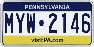 PA license plate MYW2146