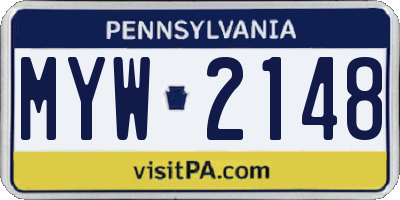 PA license plate MYW2148