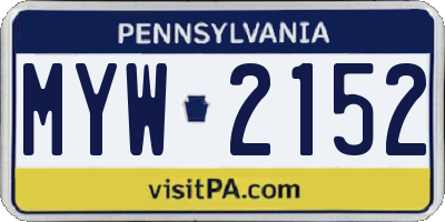 PA license plate MYW2152