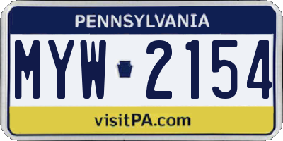 PA license plate MYW2154