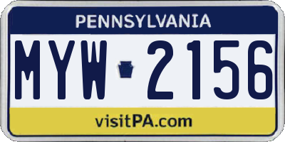PA license plate MYW2156