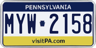 PA license plate MYW2158