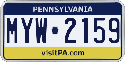 PA license plate MYW2159