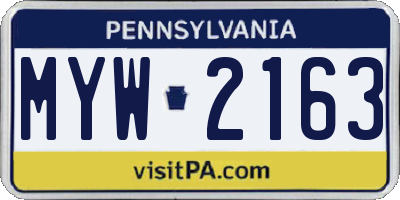 PA license plate MYW2163