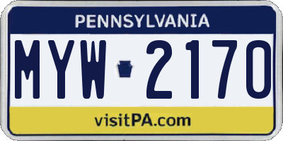 PA license plate MYW2170