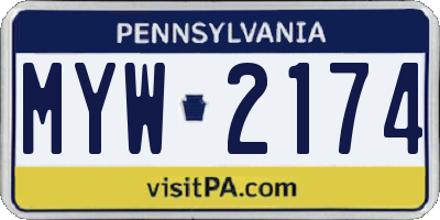 PA license plate MYW2174
