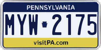 PA license plate MYW2175