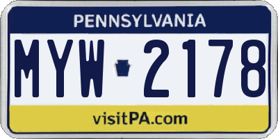 PA license plate MYW2178