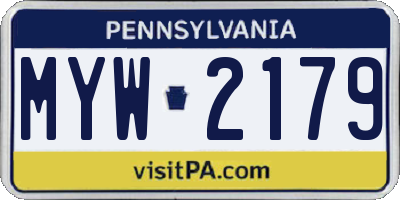 PA license plate MYW2179
