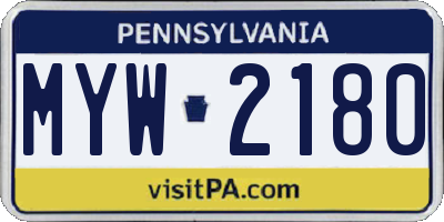 PA license plate MYW2180