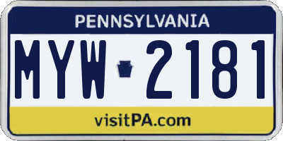 PA license plate MYW2181