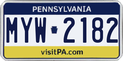 PA license plate MYW2182