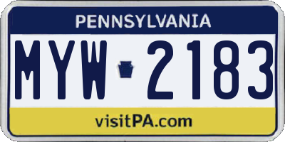 PA license plate MYW2183