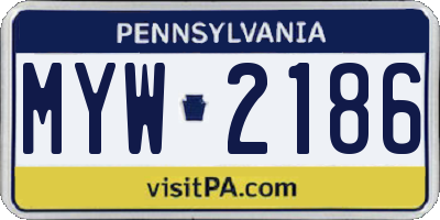 PA license plate MYW2186
