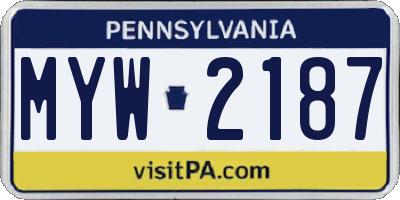 PA license plate MYW2187