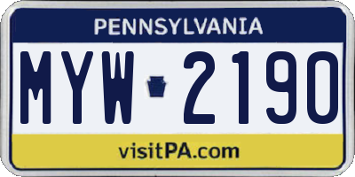 PA license plate MYW2190