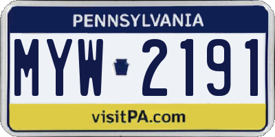 PA license plate MYW2191
