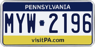PA license plate MYW2196