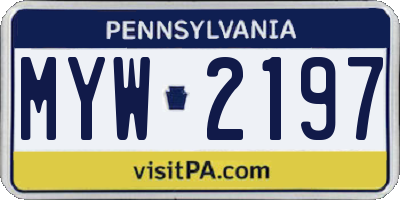 PA license plate MYW2197