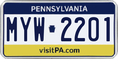 PA license plate MYW2201