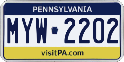 PA license plate MYW2202